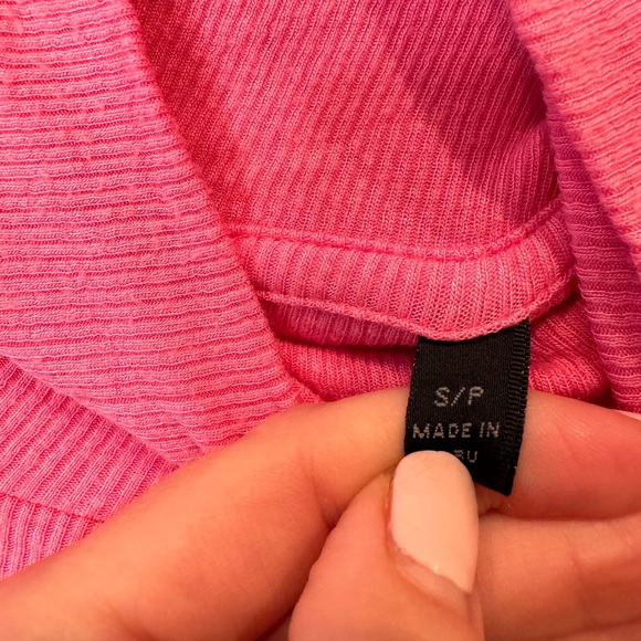 $395 ATM Long Sleeve Turtleneck Mini Dress pink ribbed sweater bodycon - Picture 8 of 9